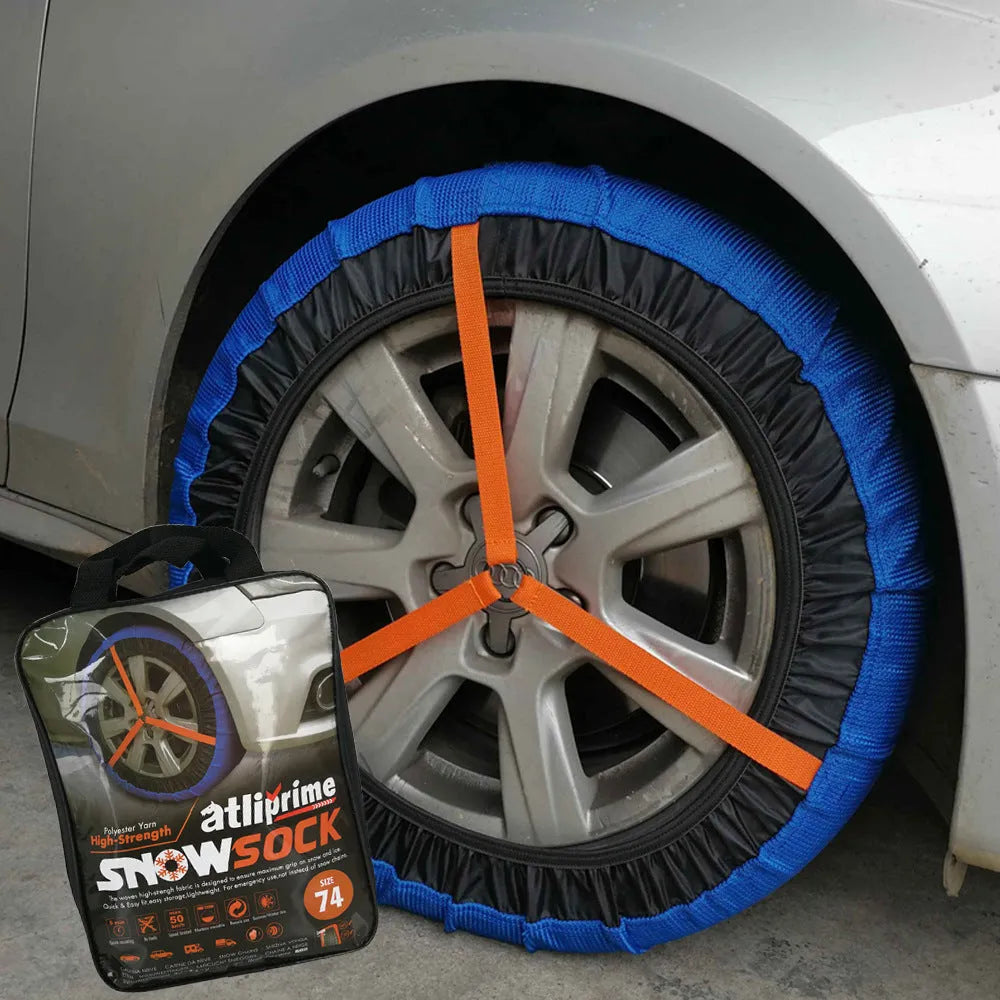 Winter textile anti-skid chain KD Auto Snow Sock in black jacquard polyester for car tyre traction on snow