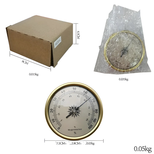 Aluminium analog thermometer and hygrometer with circular dial for indoor temperature humidity measurement