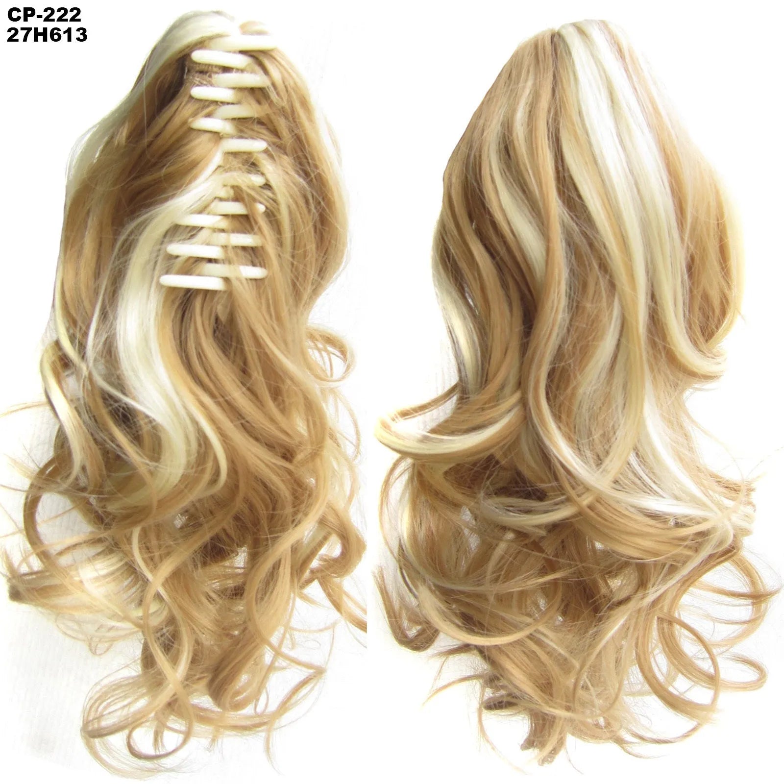 Long wave ponytail wrap around clip in hair extension 40cm chemical fiber natural wave grey hairpiece