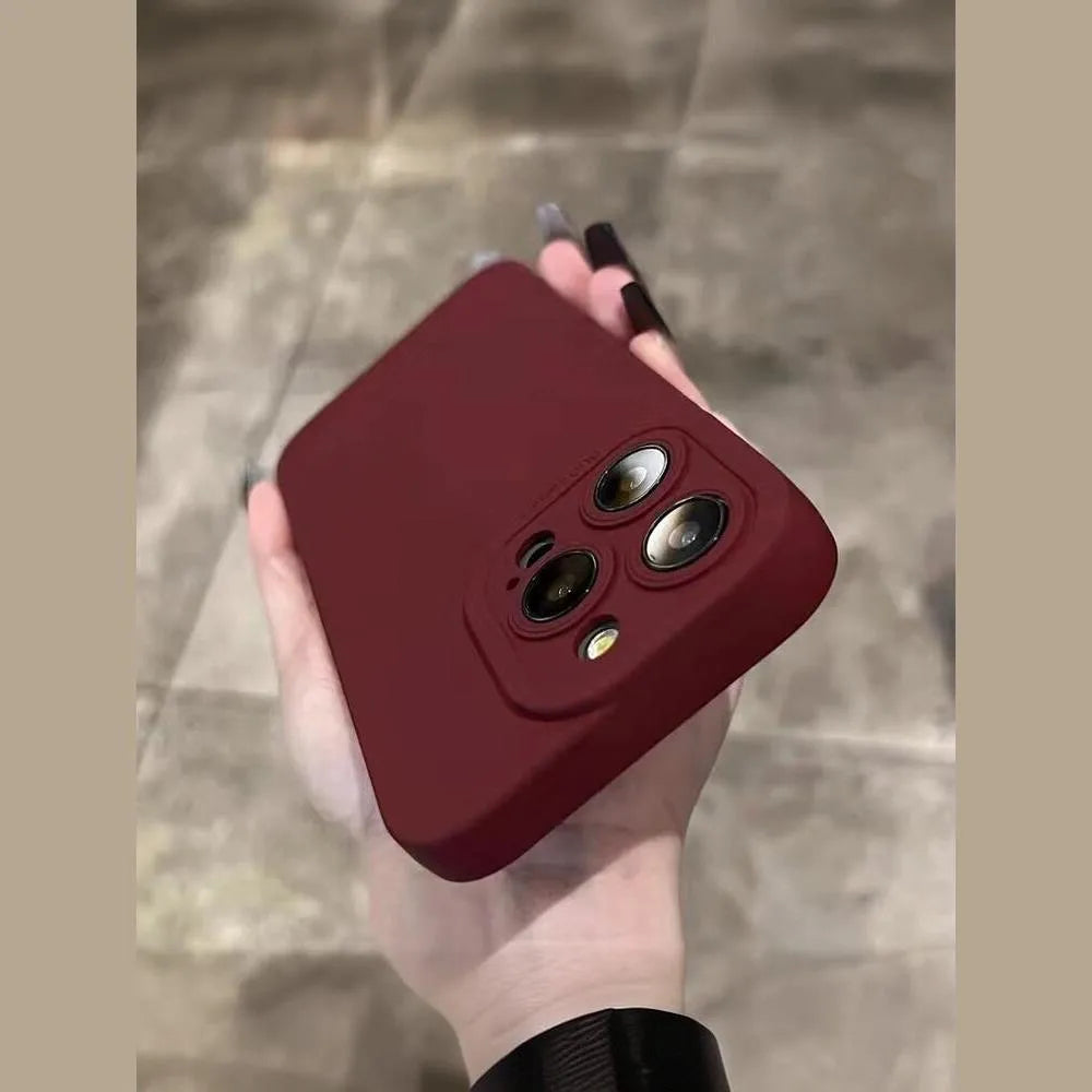 Dark purple liquid silicone phone case for iPhone 14 15 16 series with protective shell