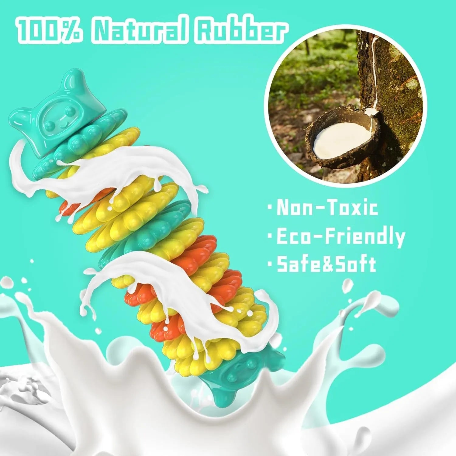 Blue caterpillar-shaped rubber dog chew toy for aggressive chewers