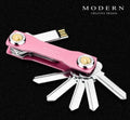 Metal keychain multi-function key holder in stainless steel and anodised aluminium, compact and slim for daily travel