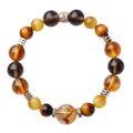 Natural yellow tiger-eye crystal bracelet with geometry pattern and lucky jinba design