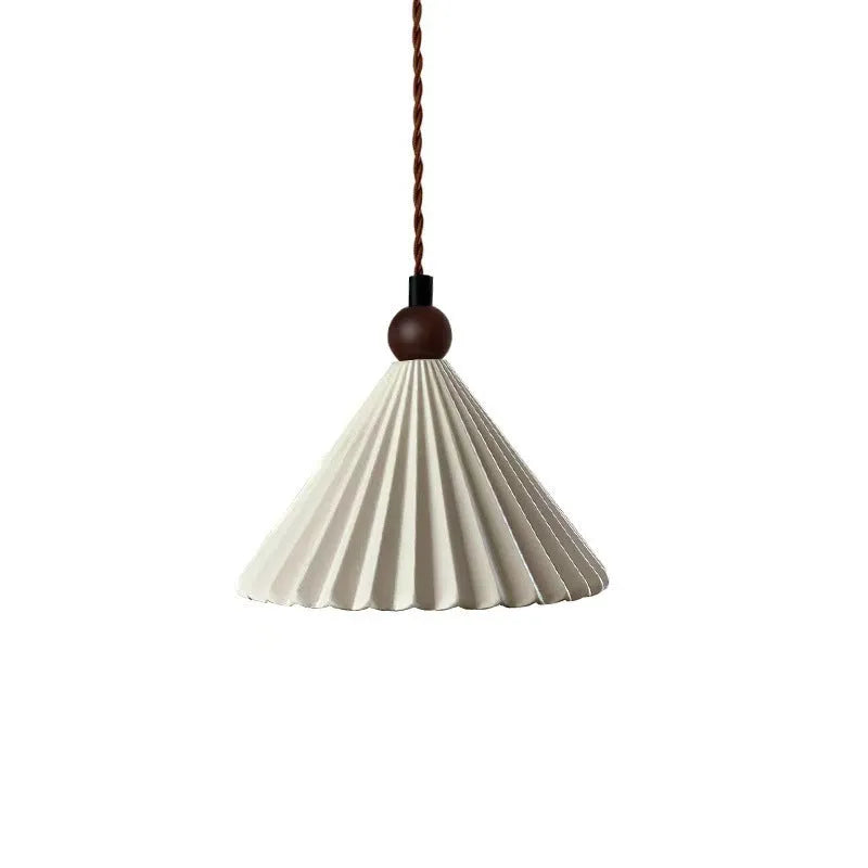 Retro walnut ceramic bedside droplight with solid wood hardware and white chandelier shade