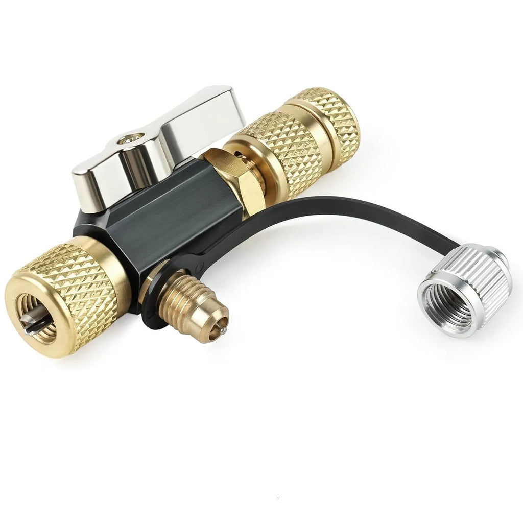 Vacuum valve core disassembly tool set with black and pink valve removers and metal construction