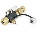 Vacuum valve core disassembly tool set with black and pink valve removers and metal construction