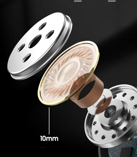 Black and white wireless Bluetooth in-ear headphones with a compact USB-C charging case.
