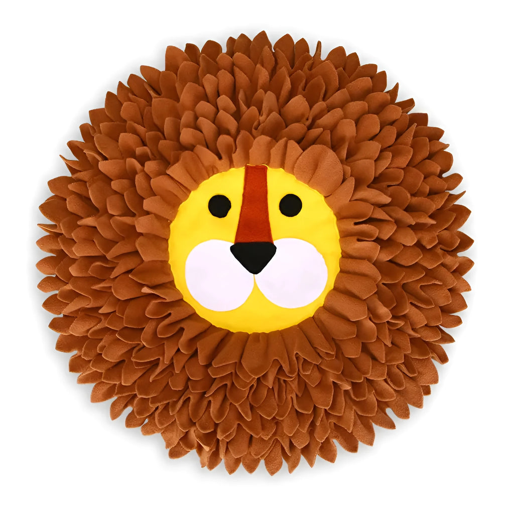 Brown lion-themed sniffing pad with textured Yizhiwen design for dogs and cats