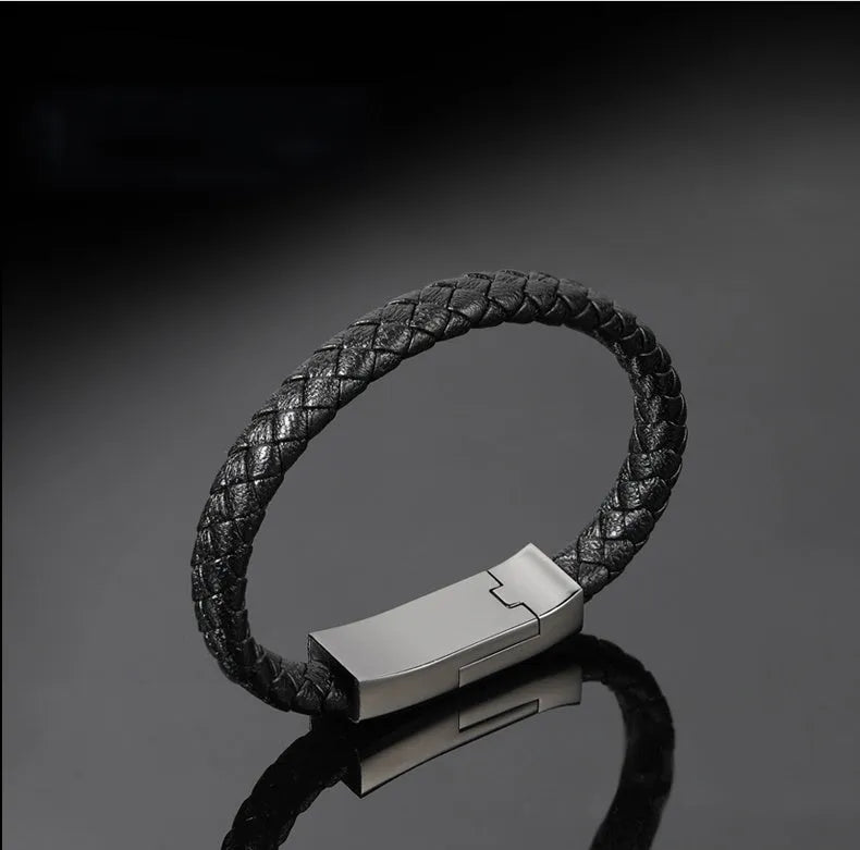 Brown double line bracelet charging cable with single head connector measuring 22.5cm length