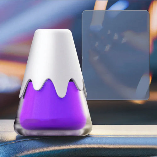Snow mountain car aromatherapy glass jar diffuser in purple, lime, laurel or blue colour options
