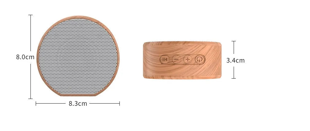 Mini wood Bluetooth speaker in white with bass diaphragm and Micro USB port
