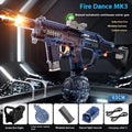 MK3 Fire and Dancing Water Gun toy in transparent black with large ammunition drum and strobe light