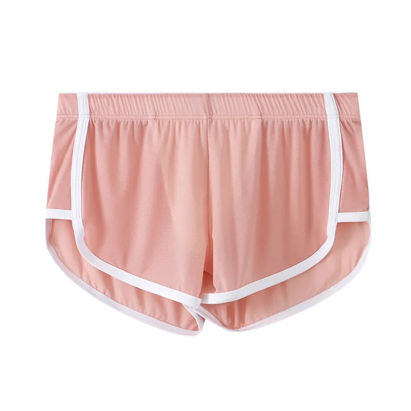 Men's low-waist ice silk boxers with mesh panels in multiple colour options