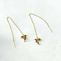 Long drop bird-themed earrings for women with mixed zirconium wings, in red, blue or red lvzuan finish.