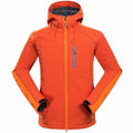 Men's outdoor mountaineering camping soft shell jacket – polyester, windproof, waterproof, in black, blue, orange – sizes S to XXL