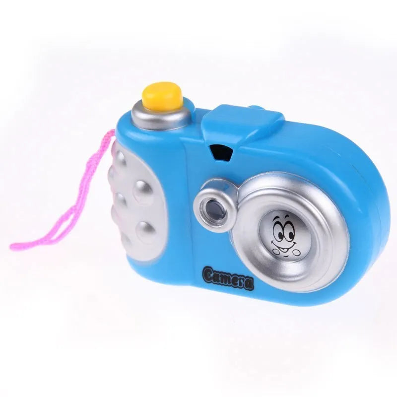 Kids plastic projection camera toy showing animal images with sliding lens cover