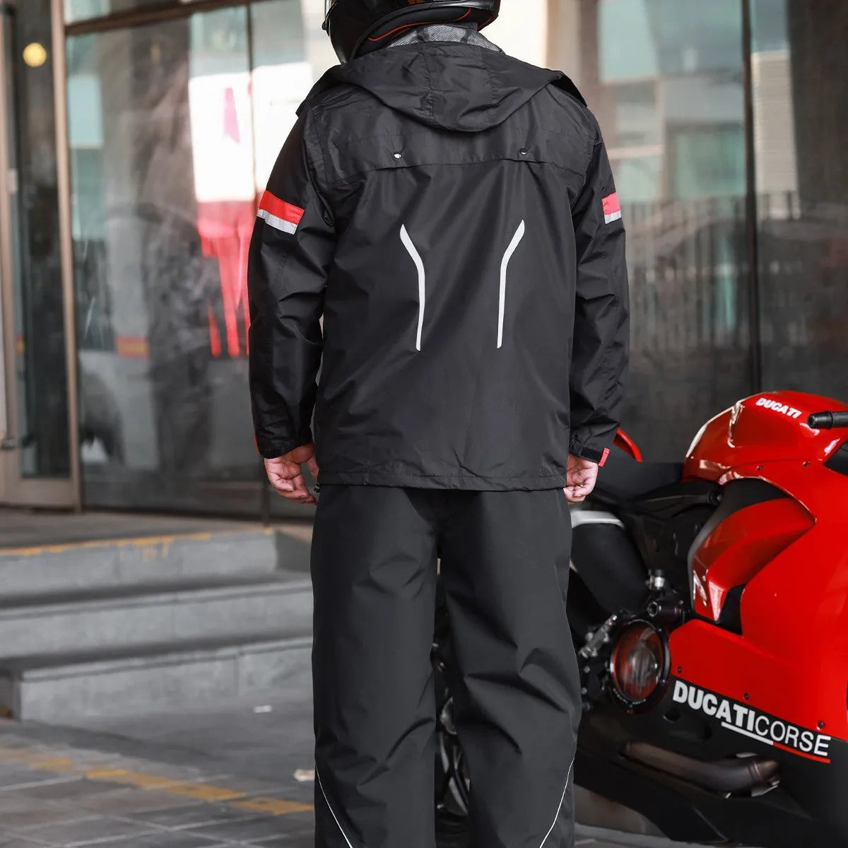 Raincoat suit set jacket and trousers polyester solid colour black suit green black suit for outdoor cycling camping hiking fishing