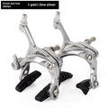 Black and silver metal bicycle brake clamps with dual-axis U-shaped design for road bike installation