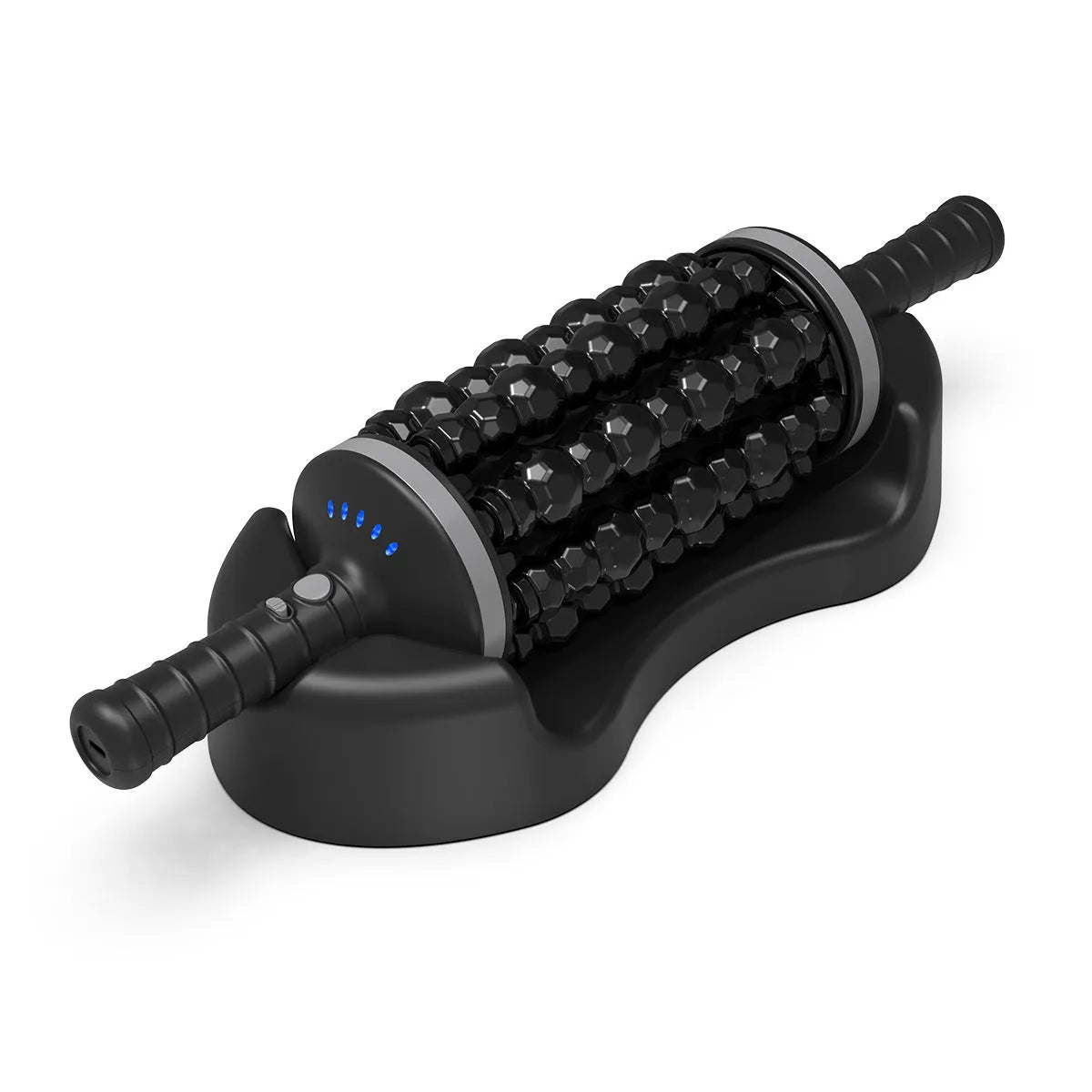 Handheld electric rollers massager with ABS plastic body in blue for back foot and leg massage