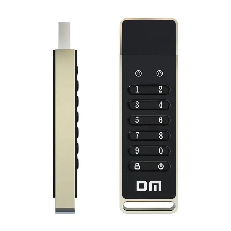 64GB metal USB flash drive with fingerprint scanner for security.