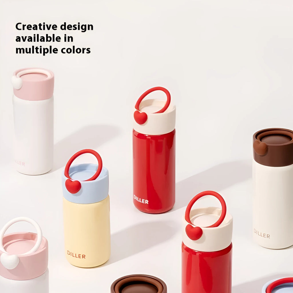 Women's thermos cup in red, 316 stainless steel liner, 200ml capacity, modern simple design