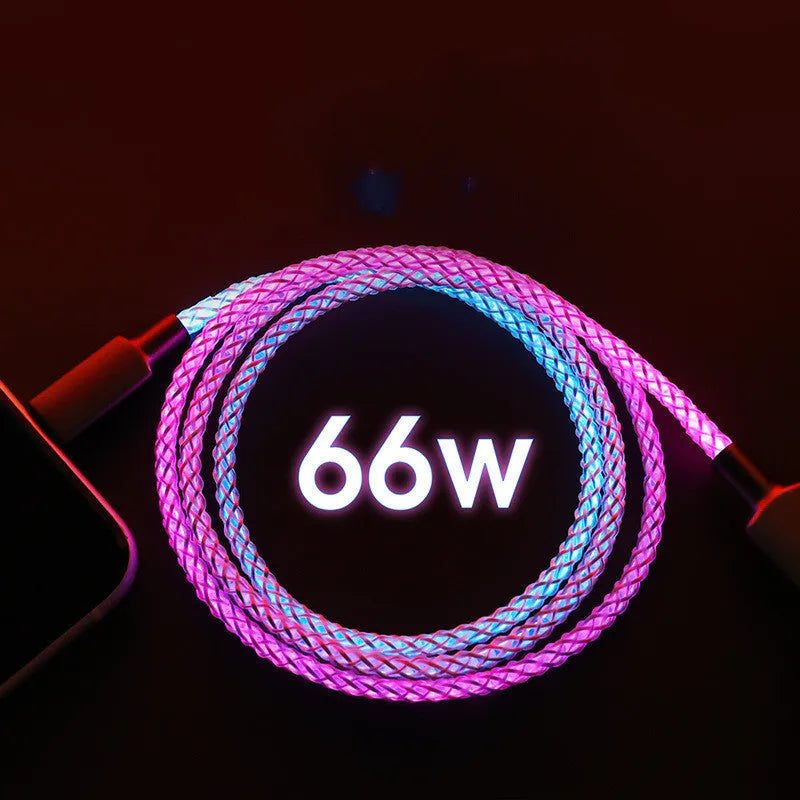 RGB super fast streamer charging data cable 1m length with Apple and Type-C connectors