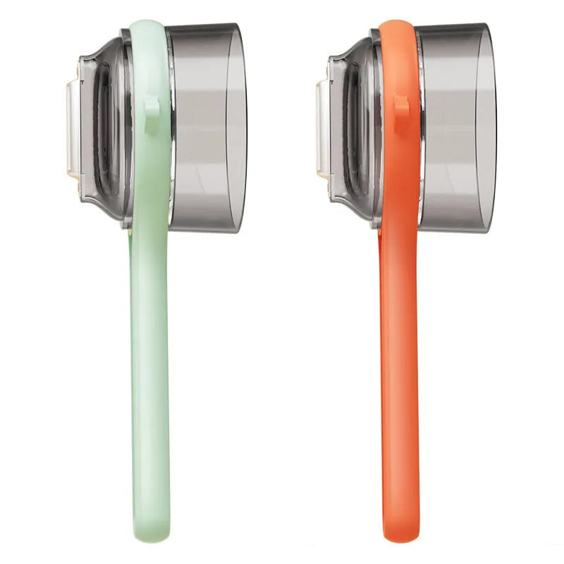 Kitchen peeler with integrated storage bucket in light green colour