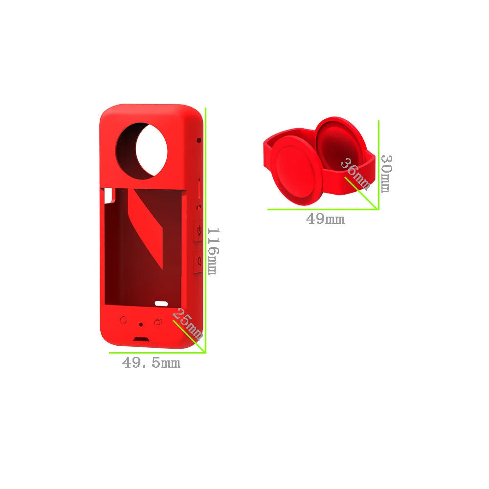 Insta360 ONE X3 silicone lens protective case in black blue and red 4.9x2.5x11.6 cm