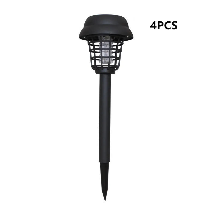 Solar mosquito killer lamp with white and purple LED lights for outdoor insect control