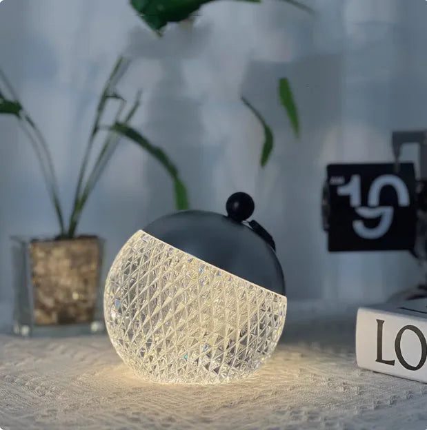 Portable modern minimalist night lamp with touch dimmable control in chrome finish