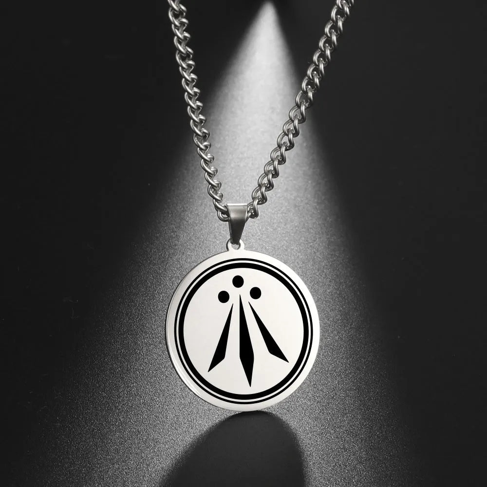 Irish Celtics geometric pendant necklace in stainless steel with gold finish on adjustable chain