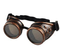 Adult plastic steampunk welding style sunglasses in black, brass, copper, and silver colours