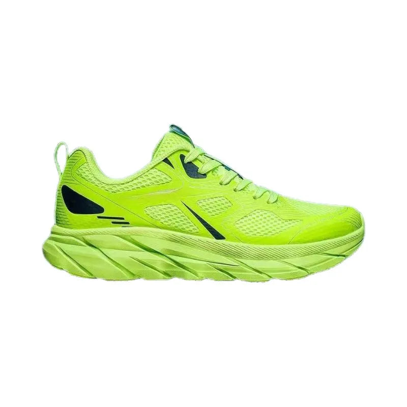 Breathable mesh casual running sneakers in red, beige, green, grey, and black colours with round toe.