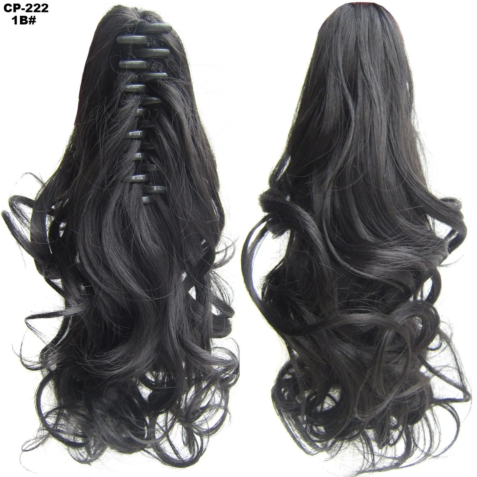 Long wave ponytail wrap around clip in hair extension 40cm chemical fiber natural wave grey hairpiece