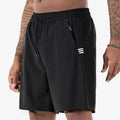 Men's black ice silk quick-dry sports shorts with a drawstring high waist, shown in a size XL.