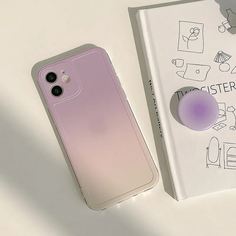 Yellow and purple gradient silicone mobile phone case for iPhone