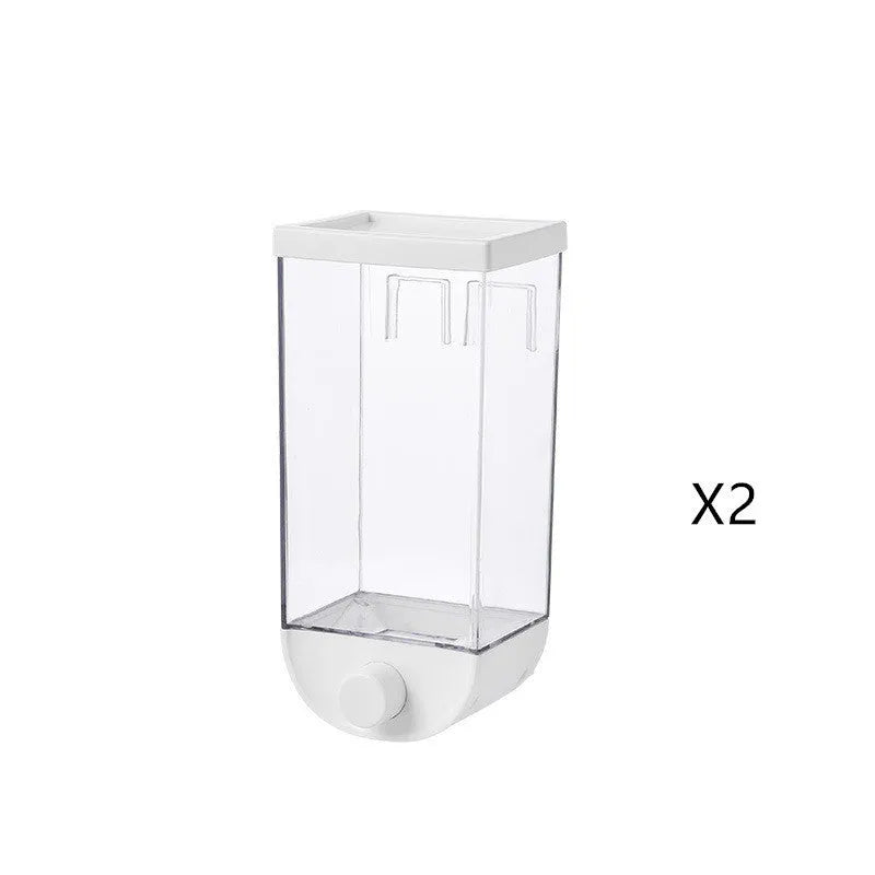 White transparent ABS plastic food storage container with easy-press lid for cereals and dry goods.