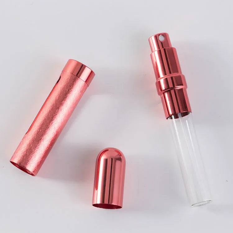 12ml aluminium portable perfume bottle in bullet shape with choice of six colours: blue, pink, red, violet, gold, silver.