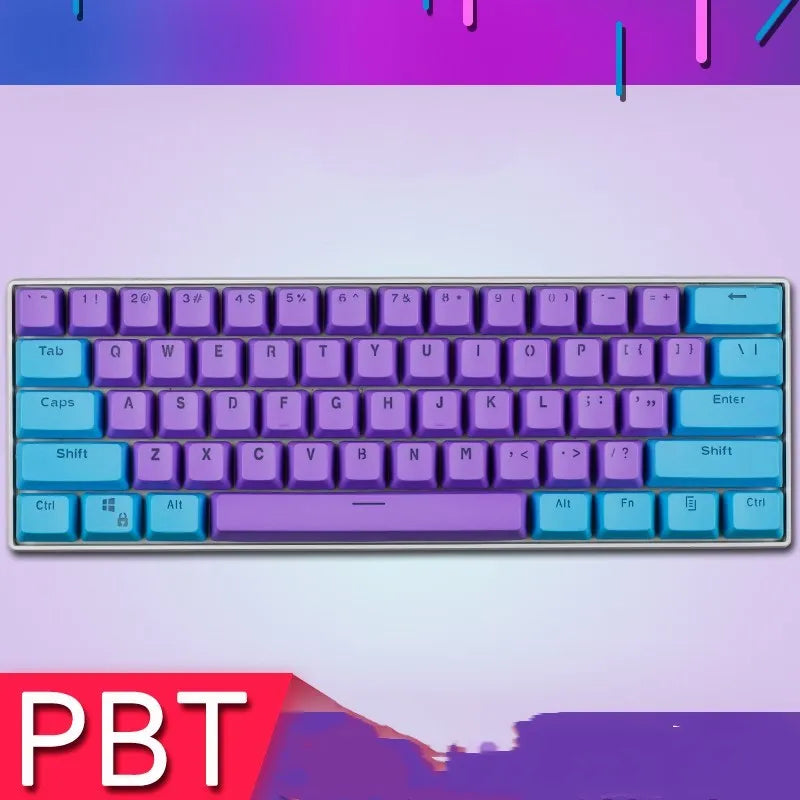 PBT transparent keycap set with OEM height profile and two-shot injection light-transmitting characters for 60% mechanical keyboards