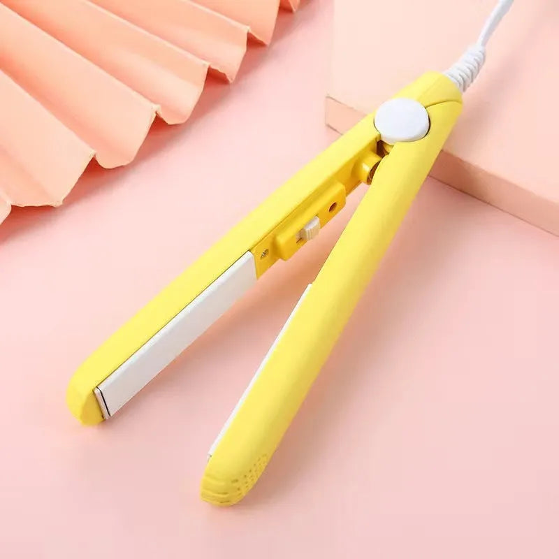 Mini hairdressing splint hair straightener clip and storage box in blue, pink, white, purple, or yellow colours