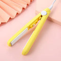 Mini hairdressing splint hair straightener clip and storage box in blue, pink, white, purple, or yellow colours