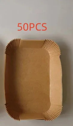 Pack of 50 round white disposable paper liners for air fryers and ovens