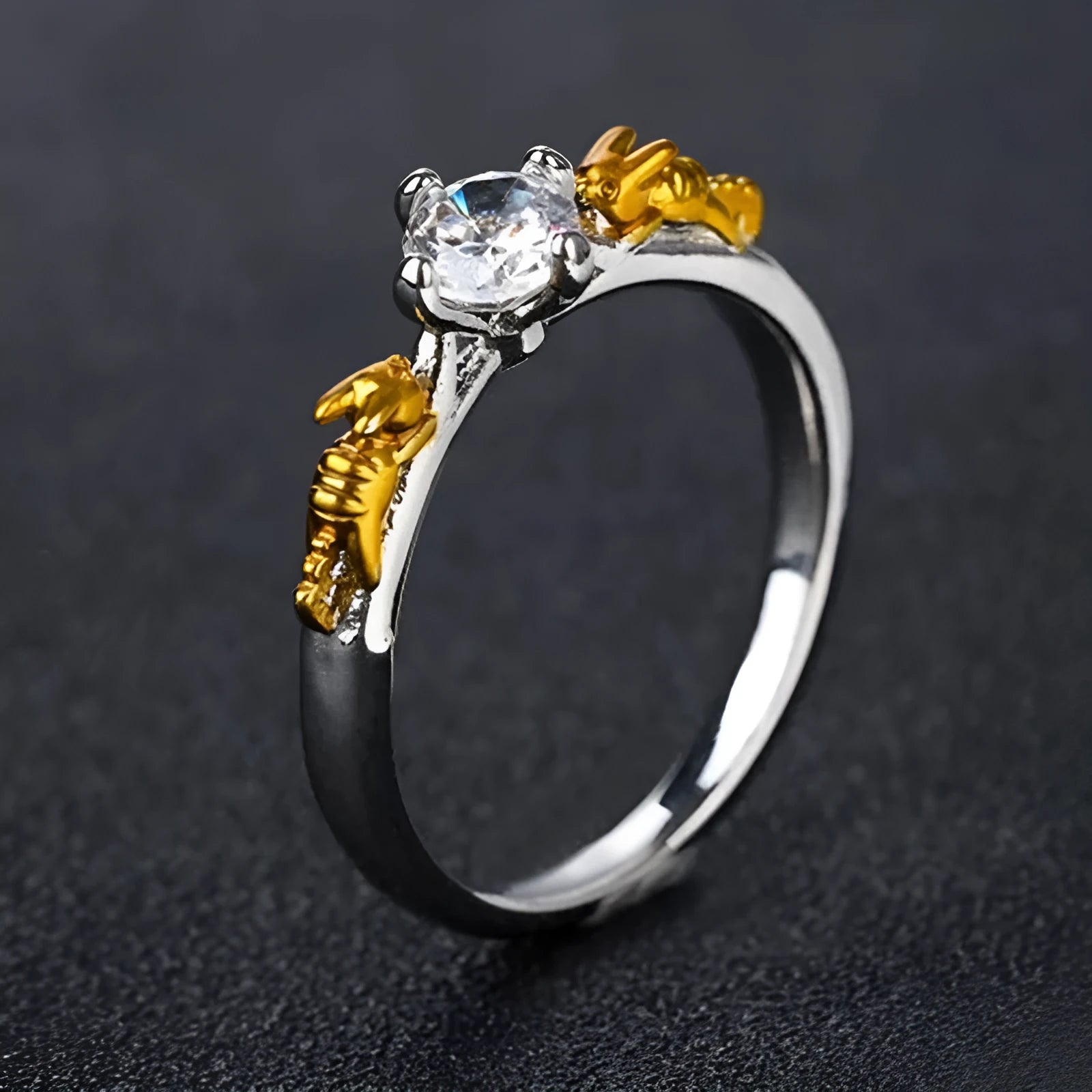 Black gold crystal crown fashion ring on display for cosplay and festival jewellery