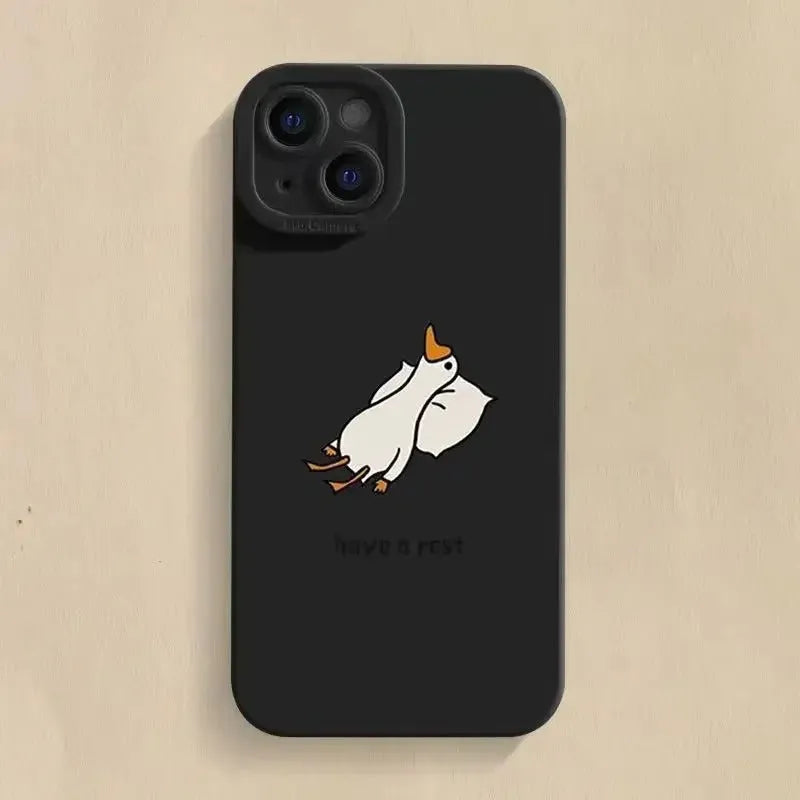 Cartoon duck design silicone phone case for Apple iPhone with TPU shockproof protection