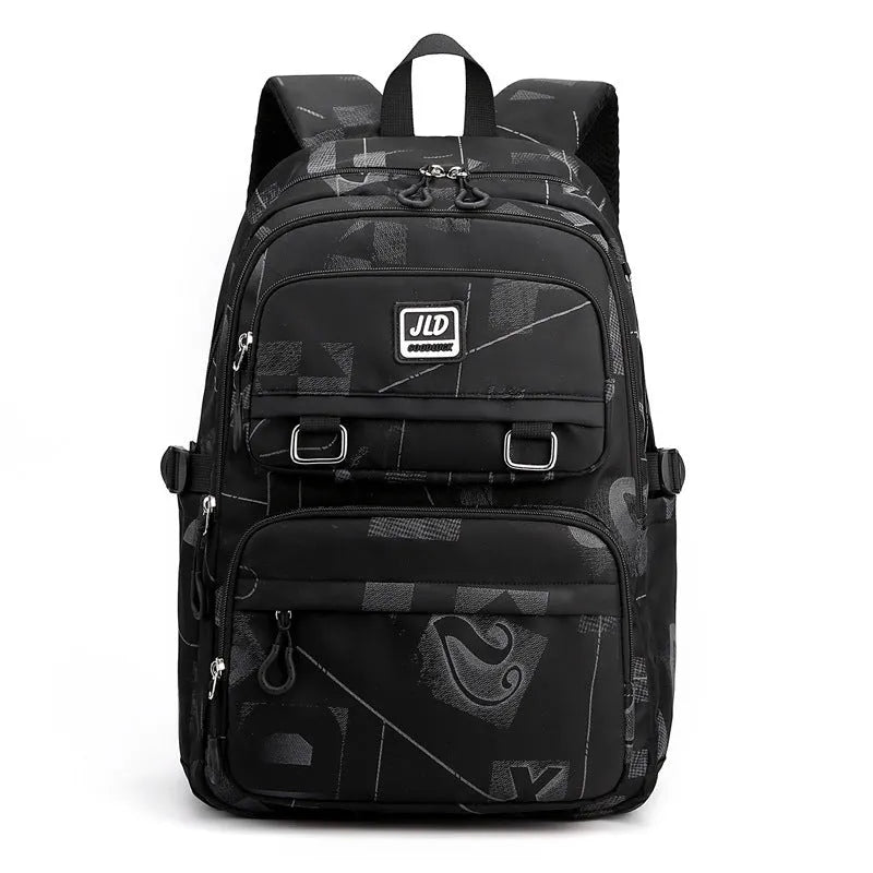 Girls' large capacity nylon backpack with physiological curve backplate in multiple colour and pattern options
