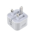 White 20W USB-C PD fast charger with UK plug and a choice of cable lengths.
