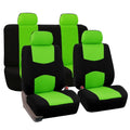 Universal car seat cover set in bird's eye cloth fabric, includes head covers and front and rear seat covers