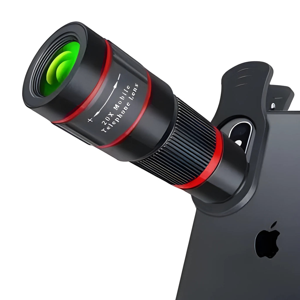 20x smartphone telescope attachment with universal clip mount for mobile phones