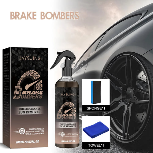 100ml car brake disc cleanser bottle with sponge and microfibre cloth for rust removal.