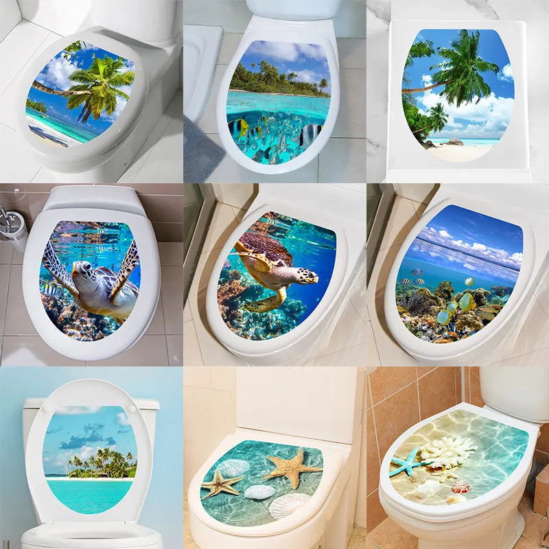 Happy Day underwater wall sticker with sea turtle, dolphin, fish swarm, and shell on 29x34cm PVC decal
